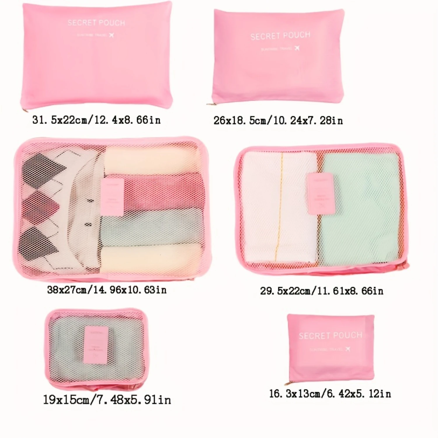 6 Pcs Travel  Bag Sets, Solid Color Packaging Cubes, Versatile Dustproof Travel Luggage Bags