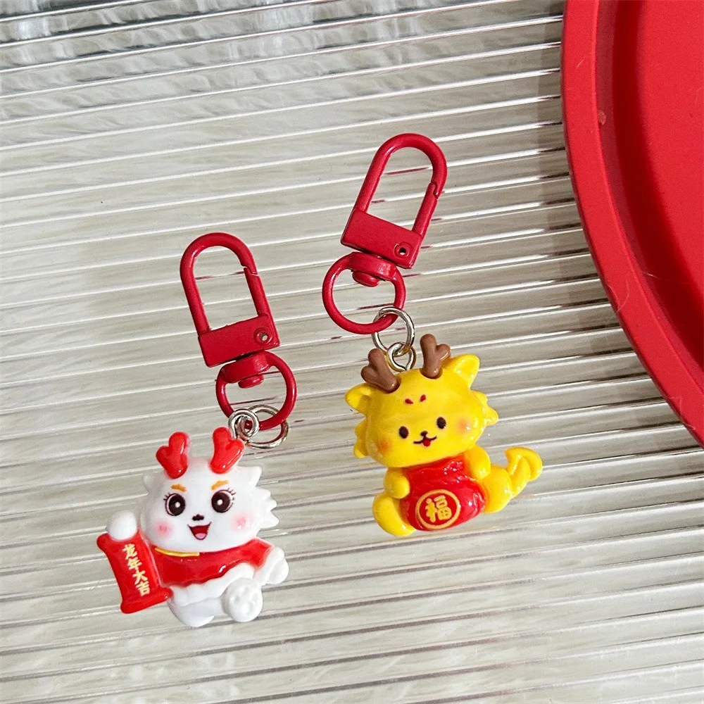 Alloy, Resin Lion Awakening Keychain Durable Pendant Decorations Keychain Red Parts Dragon Year New Keychain