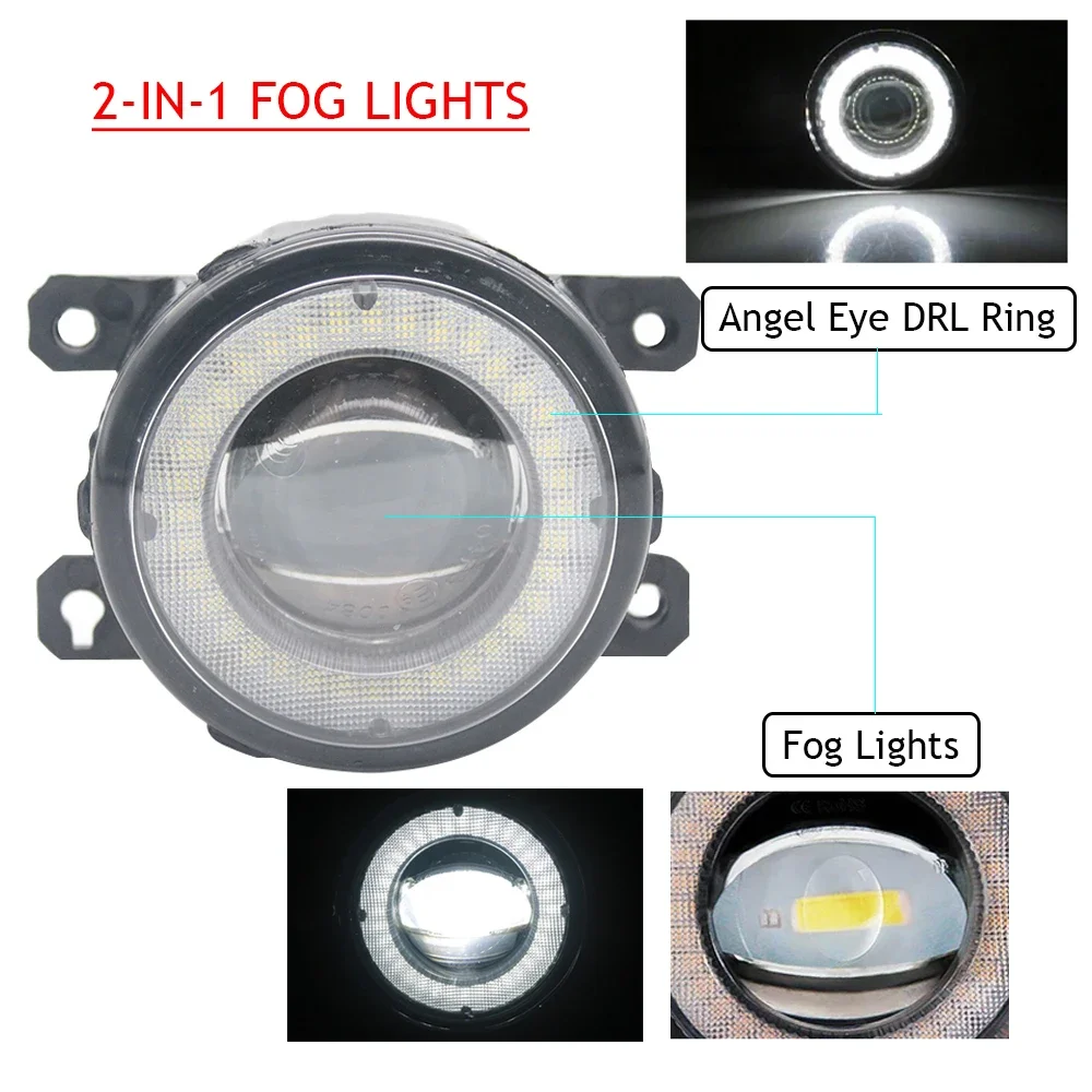 2 Pieces Led Fog Lights Assembly for Suzuki Celerio 2015-2022 Car Angel Eye DRL Aperture Daytime Runinng Light Driving Fog Lamp