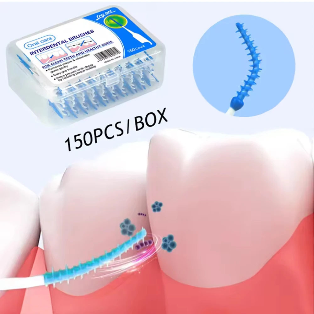 

Силиконовые межзубные щетки с нитью для удаления налета и глубокой очистки между зубьями