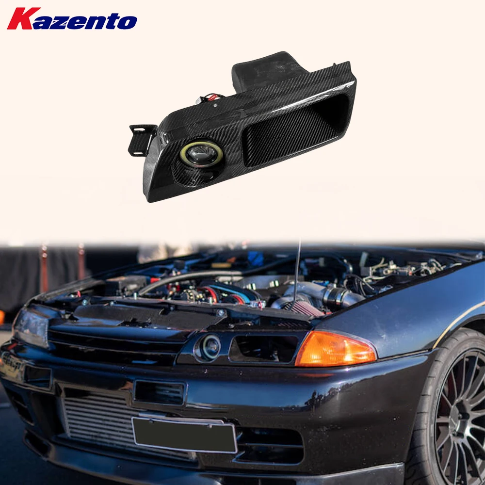 

For Nissan Skyline R32 GTR GTS Carbon KZ Headlamp Air Intake W/Led Duct LHS