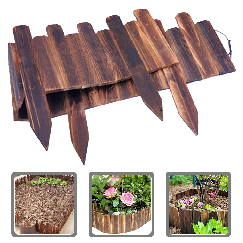 

Garden Edging Wood Border Fence Decorative Lawn Border Landscaping Fence Reusable Grass Protection Wood Garden Edging