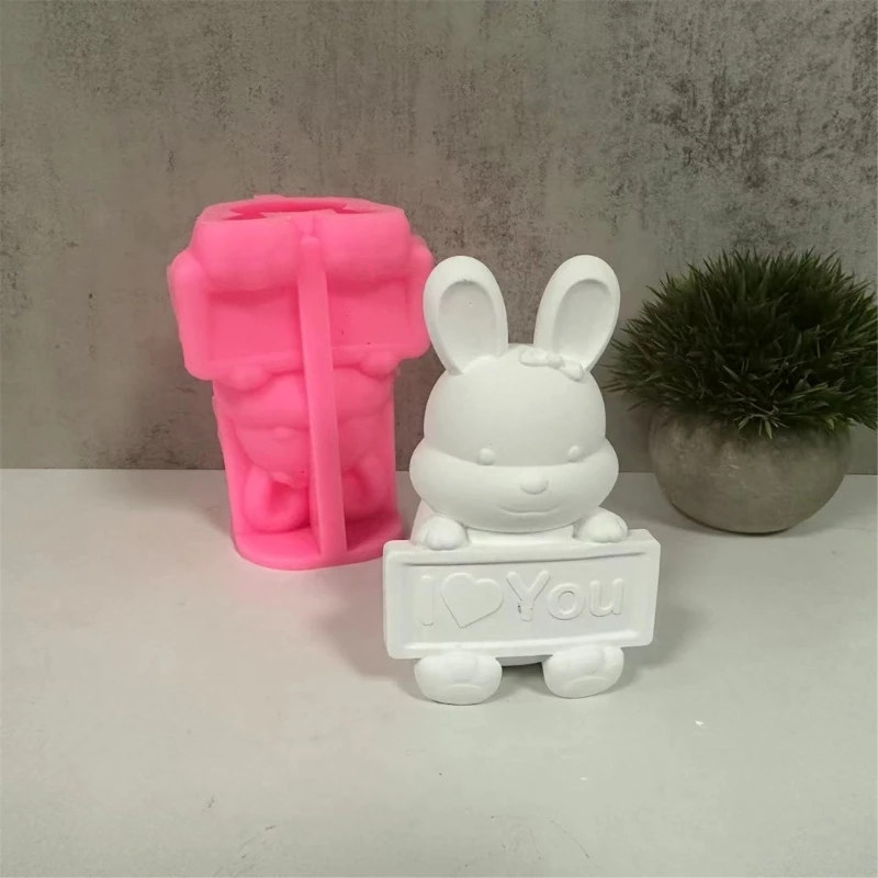 Elegant Love Confession Rabbits Ornament Silicone Mould for Craft Enthusiasts