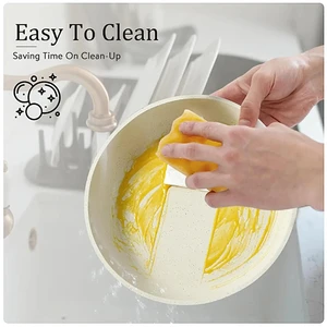 طقم أواني طهي من الجرانيت بمقبض قابل للإزالة، أواني طهي غير لاصقة، تجهيزات طهي، طقم مطبخ، الحث، عربة سكن متنقلة، تخييم، طقم موقد بغطاء زجاجي، 5 قطع أفضل 8 تجهيزات مطابخ زجاجية للحث - رقم 2