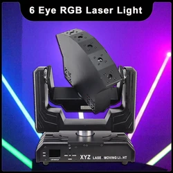 6 Eye RGB Laser Moving Head Light With Beam XYZ infinite rotation effect DMX512 Voice Control For DJ Disco Party Stage Effects