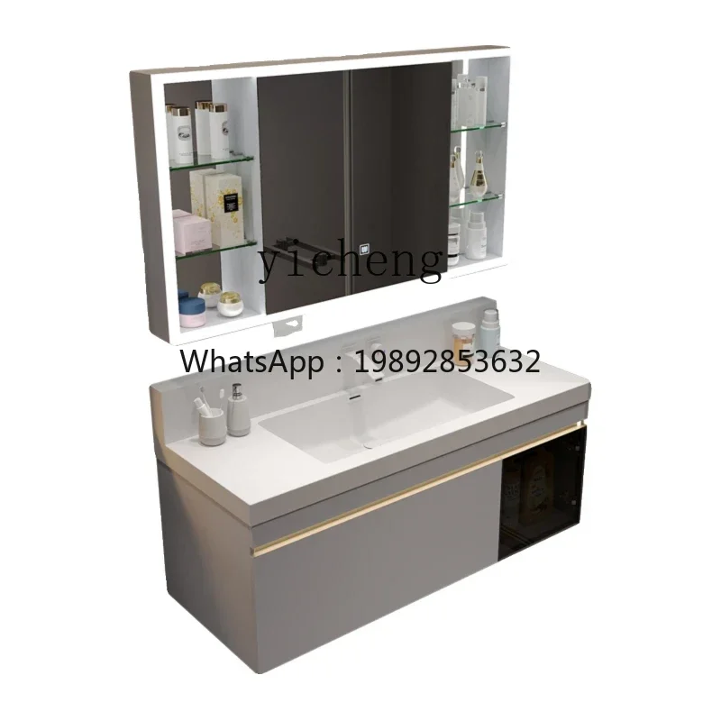 GZ  Microcrystalline Stone Bathroom Cabinet Combination Integrated Ceramic Basin Wash Bathroom Wash Sink Wash Basin Cabinet