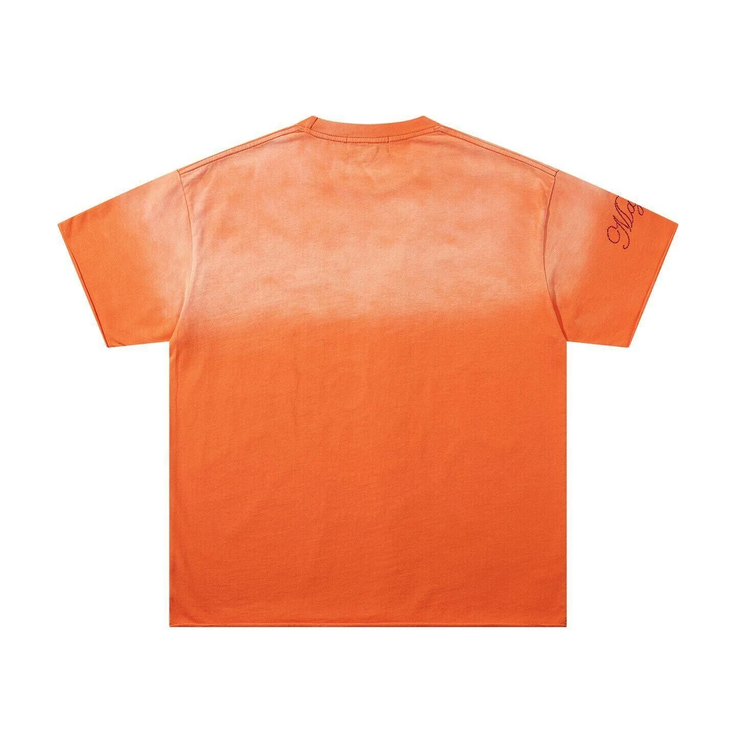 MAJESTIK Embroidered Round Diamond Ragged Washed Vintage Loosely-Fitted Trendy American Casual Short-Sleeved T-Shirt