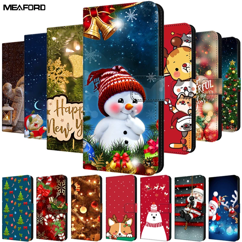 Christmas Leather Covers For Moto G85 G54 G84 G82 G34 G45 5G Case G71S G72 G71 G51 G31 G41 Lovely Flip Stand Wallet Cover G82 5G