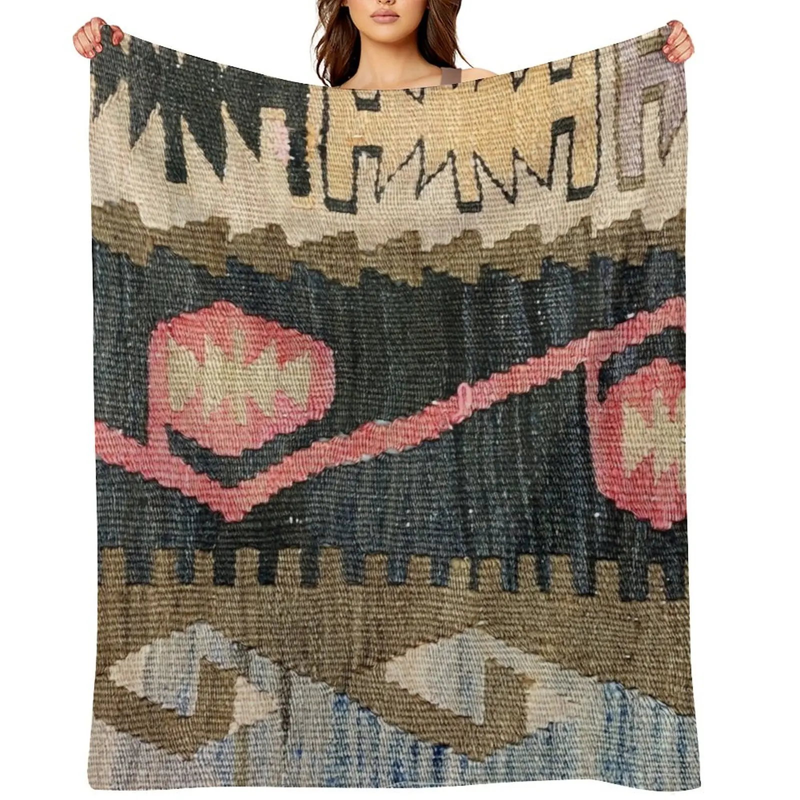 

Decorative Ankara Kilim, Navaho Weave, Woven Textile, Persian Carpet Throw Blanket Camping Moving heavy to sleep Blankets