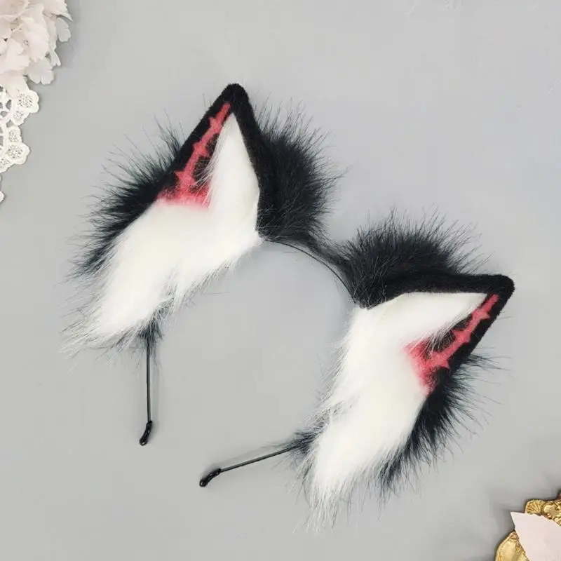

Soft Plush Wolf Ear Hairband Dark Series Roleplay Costume Hairhoop Bendable Headwear For Women Anime Theme Event