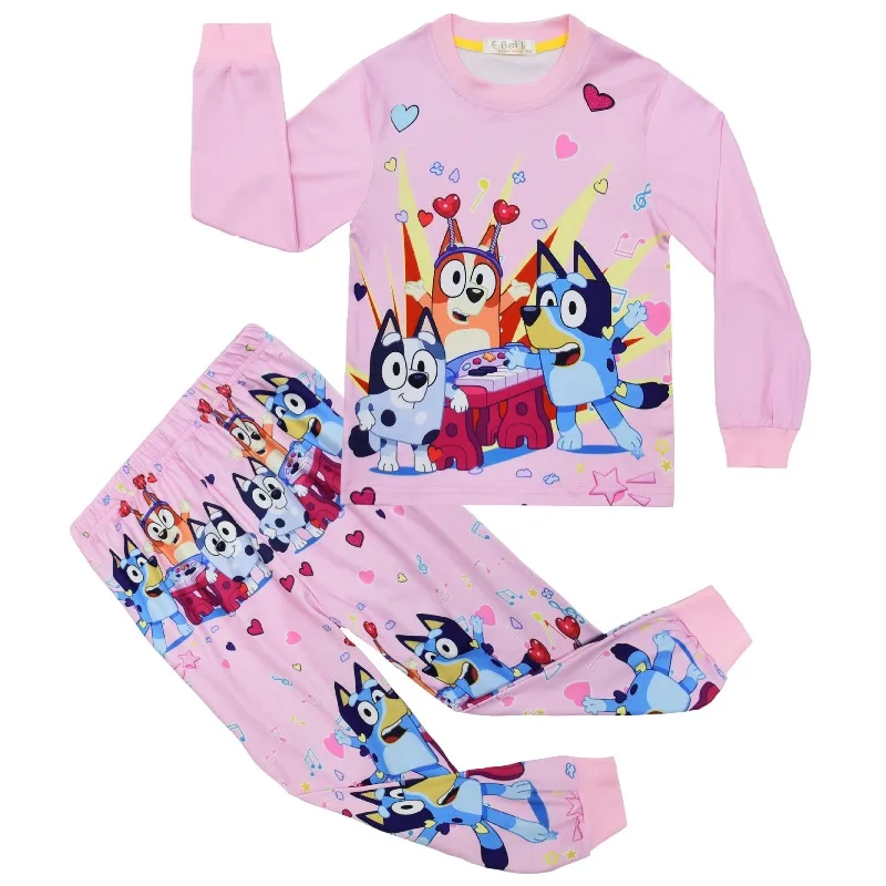 

Новая аниме-пижама Bluey, весенние детские комплекты одежды, брюки с длинными рукавами, детский пижамный комплект, подарки на день рождения