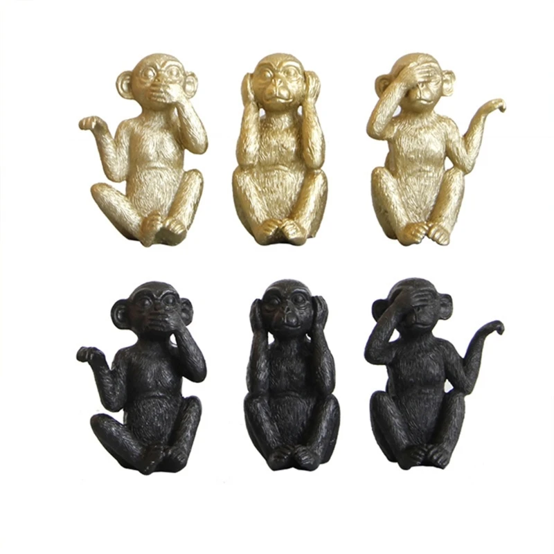 

Multipurpose Monkey Figurines 3pcs Animal Sculpture Decoration Supplies for Festival Holiday New Year Birthday Decor