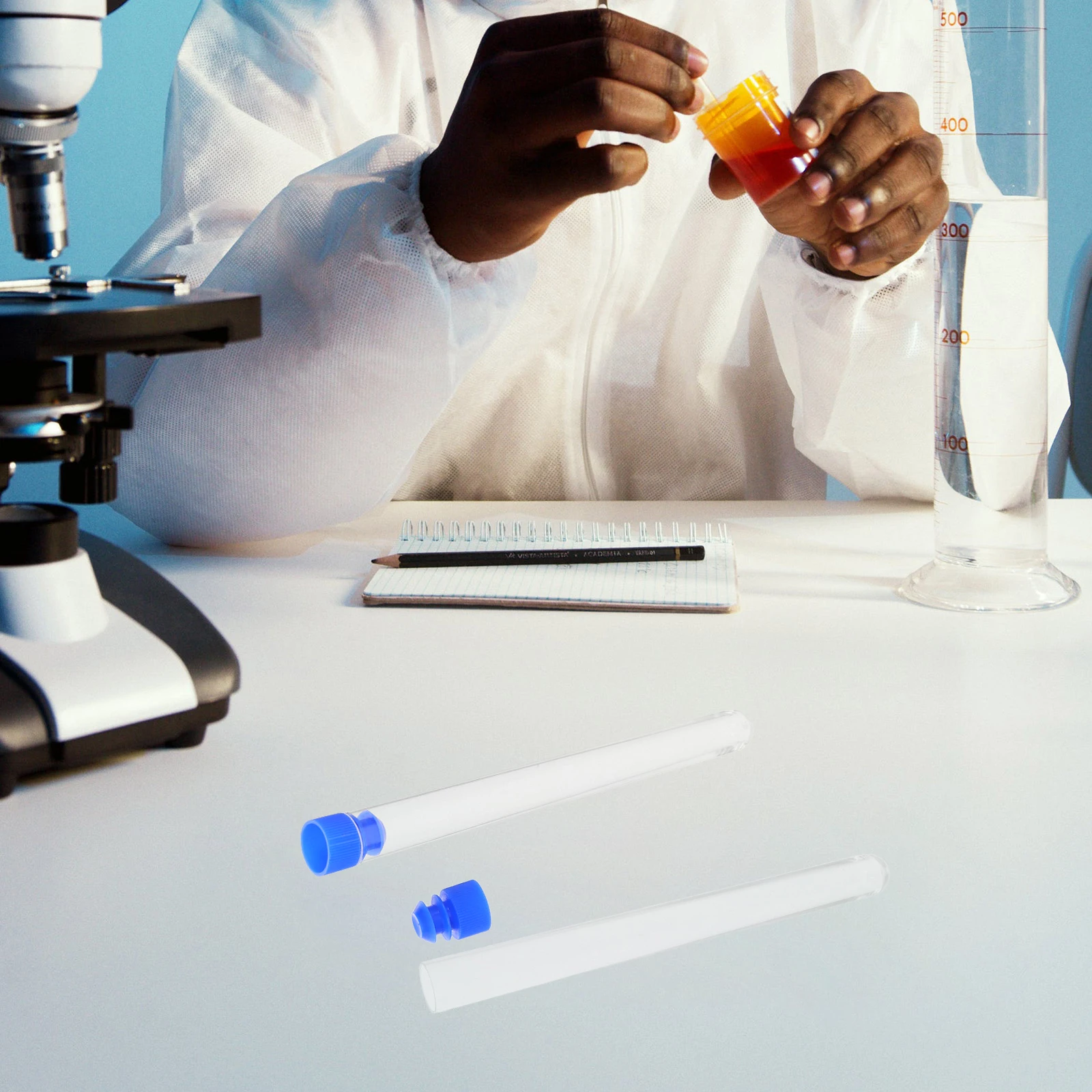 

25 Pcs Laboratory Test Tube Clear Plastic Sample Bottles with Caps Vial Vials Blue