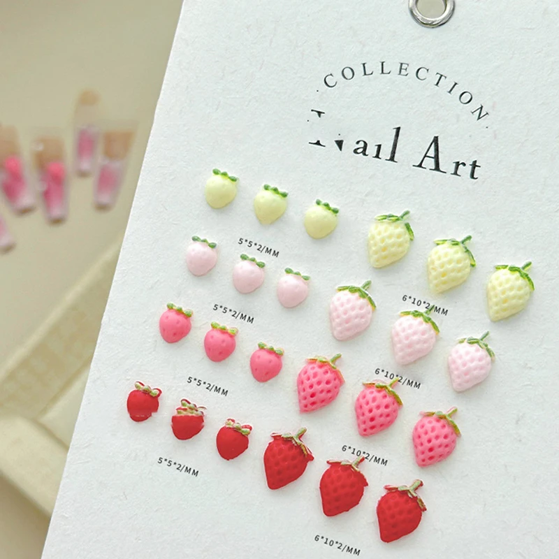 50 個甘いイチゴネイルチャーム 3D 樹脂漫画フルーツネイルラインストーン装飾部品 DIY 夏ネイルアートアクセサリー