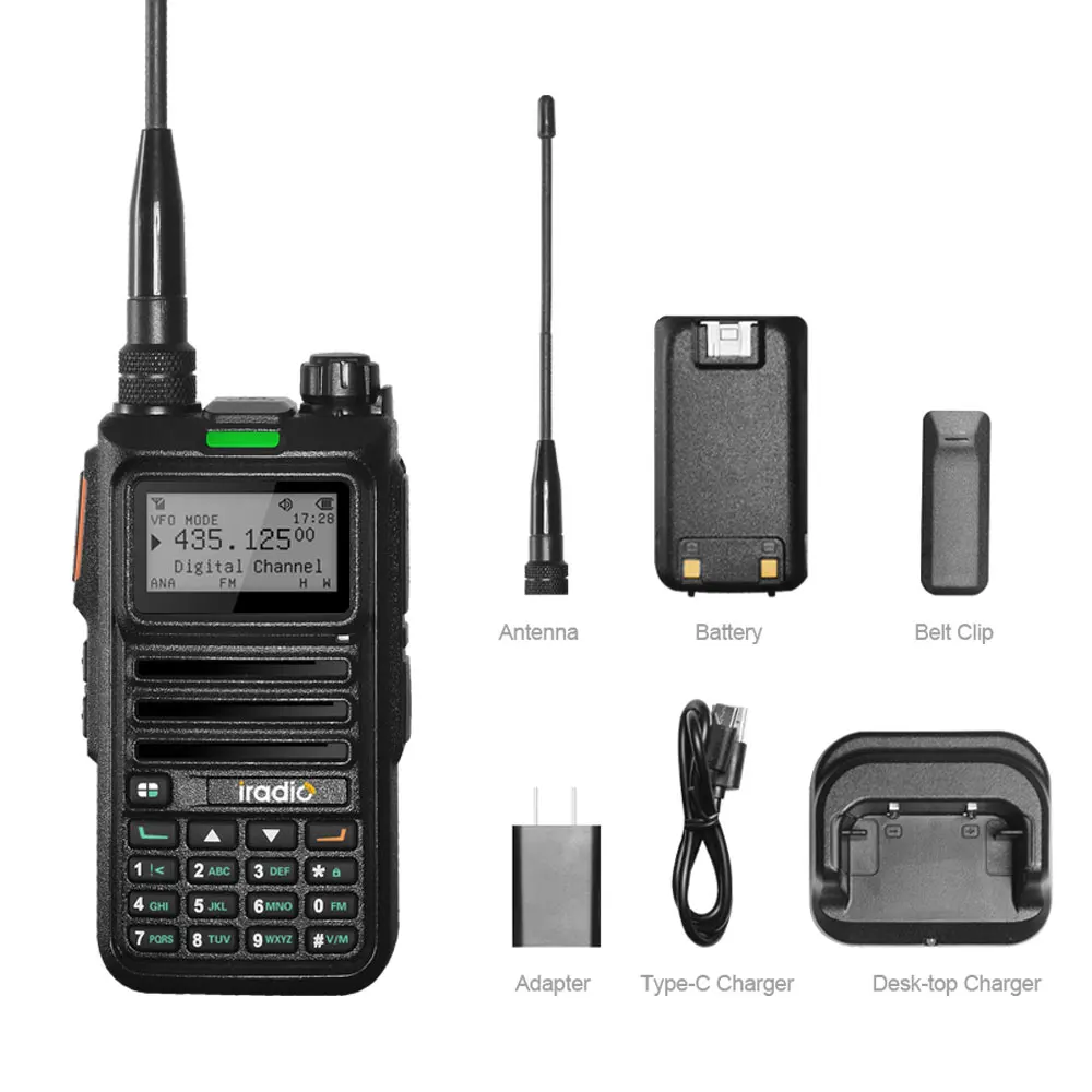 Iрадио DM-UV4R DMR Радио Цифровая рация Двухрежимный разъем времени Двустороннее радио 1024 канала UHF VHF Комуникационное радио