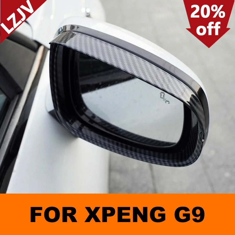 LZJV Car Rearview Mirror Cover Trim Frame For XPENG G9 2024 2023 Accessories Rear View Mirror Rain Eyebrow Auto Part Style