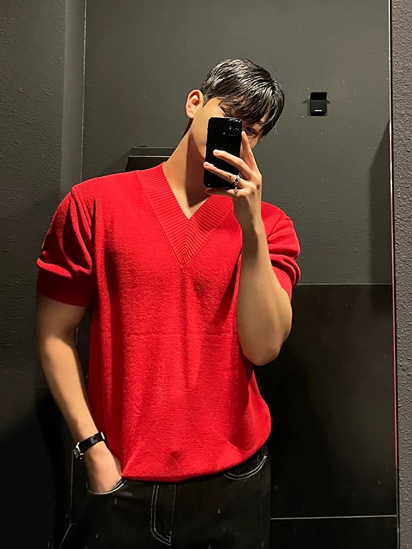 

Мужской трикотаж ort Sve V-Ne, летняя тонкая дышащая цветная повседневная футболка в американском стиле ретро, высококачественная футболка