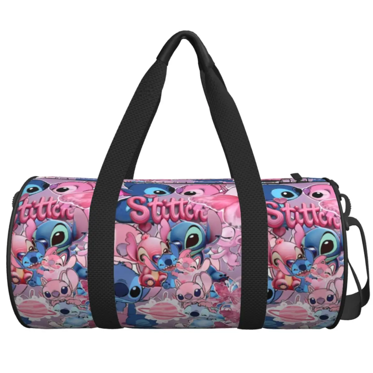 Travel Bag Pink Lilo And Stitch Angel Gym Bag Waterproof Sports Bags Large Capacity Swimming Handbag Fitness Bag For Men Women