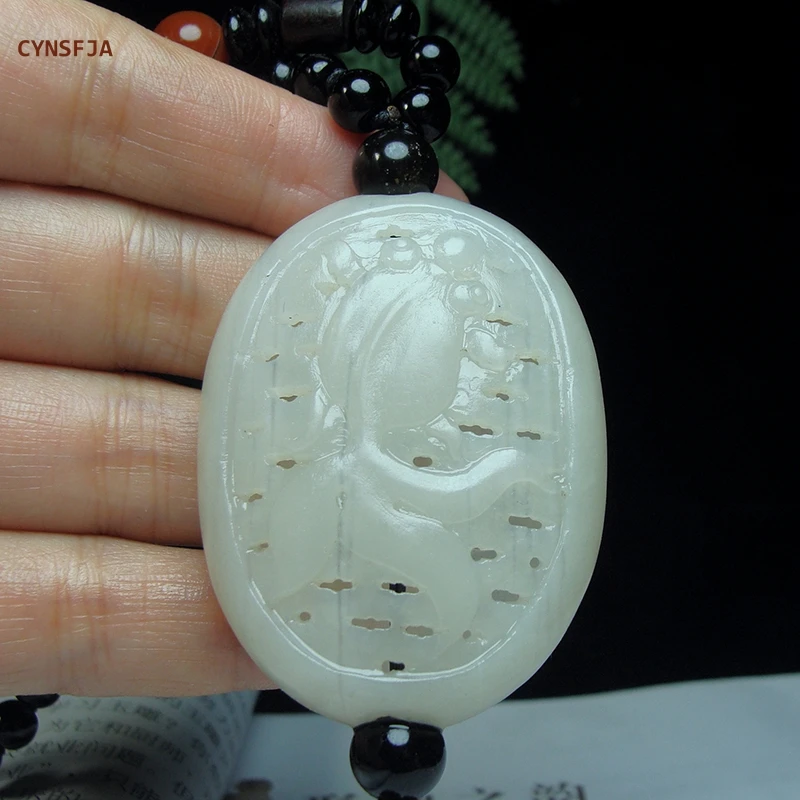 CYNSFJA New Real Rare Certified Natural Hetian Nephrite Unisex Lucky Amulet Wealthy Fish Jade Pendant Hand Carved Bless Gifts