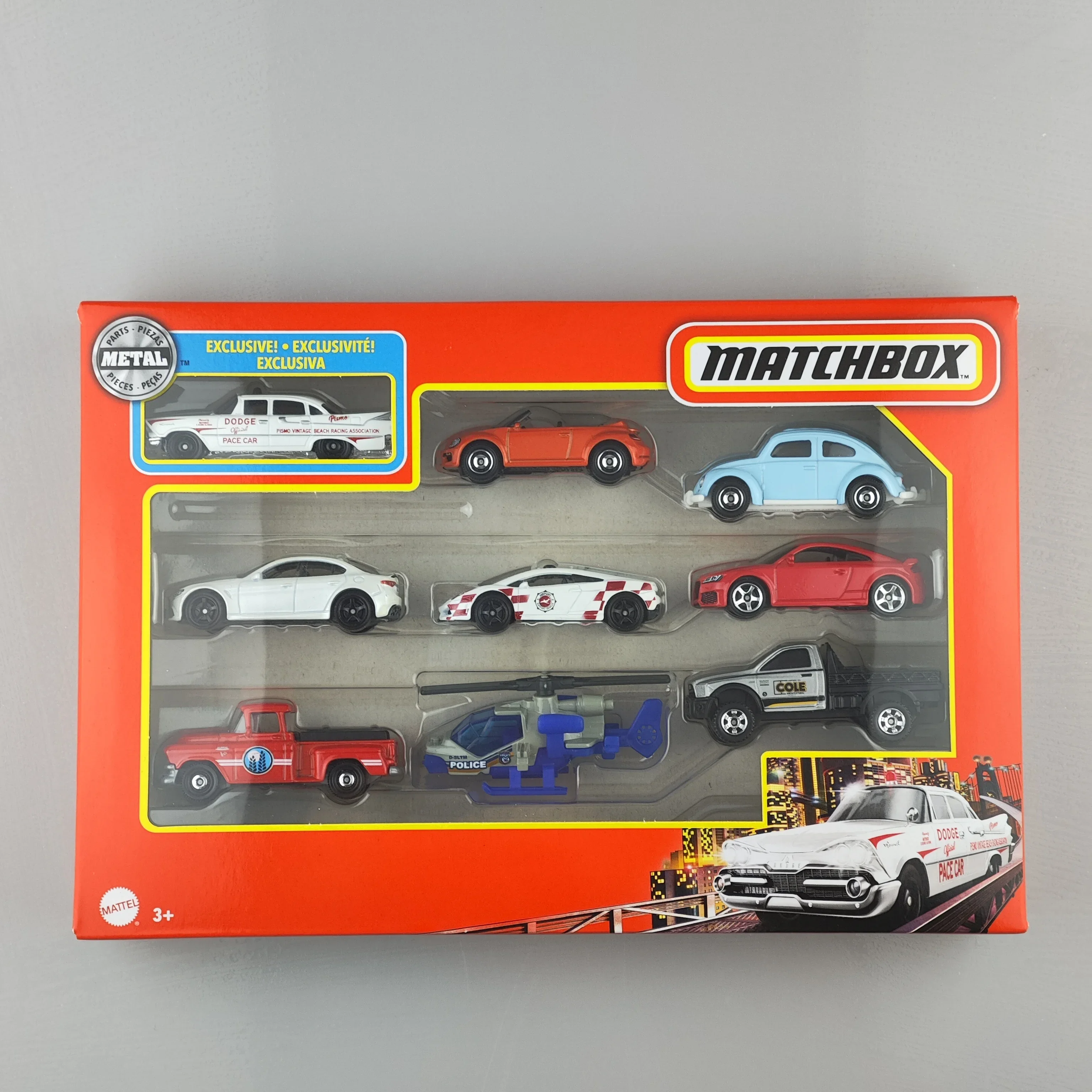 Original Mattel Matchbox 1/64 Car Alloy City Hero Series 9Pcs-Pack Racing Ford Sedan Sport Vehicle Toys for Boys Collection Gift