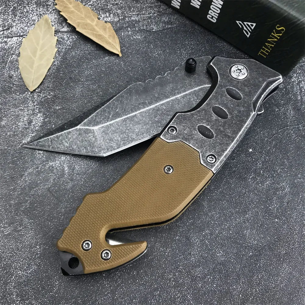 F023 Tactical Flipper Assisted Folding Knife 5Cr13Mov Tanto Point Blade 420 Steel + G10 Handle EDC Outdoor Fishing Rescue Tool