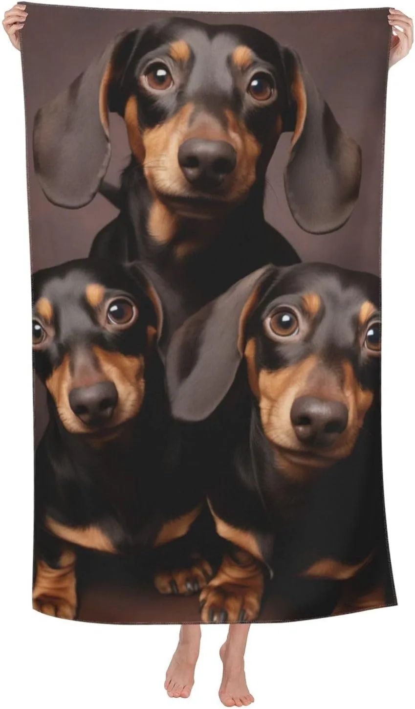 HD Cute Dogs Beach Towel for Family stuffs friend Gifts Quick-Dry Sand free For Bath Yoga Tourism Beach Camping Swimming GYM