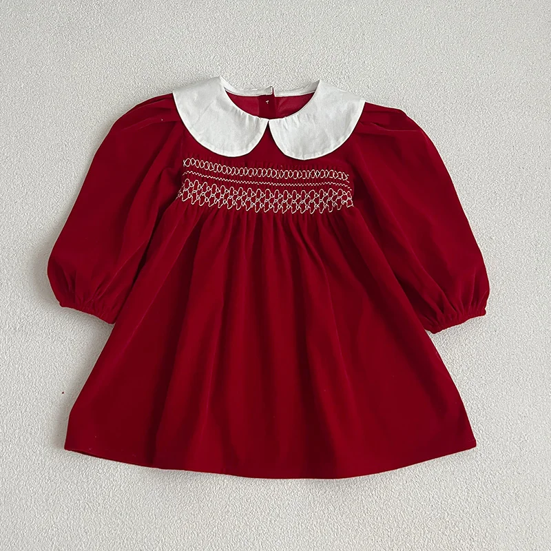 Baby Girls Clothes Autumn Toddler Baby Rompers Princess Dress Red Long Sleeves Girls Dress Christmas Sister Clothing