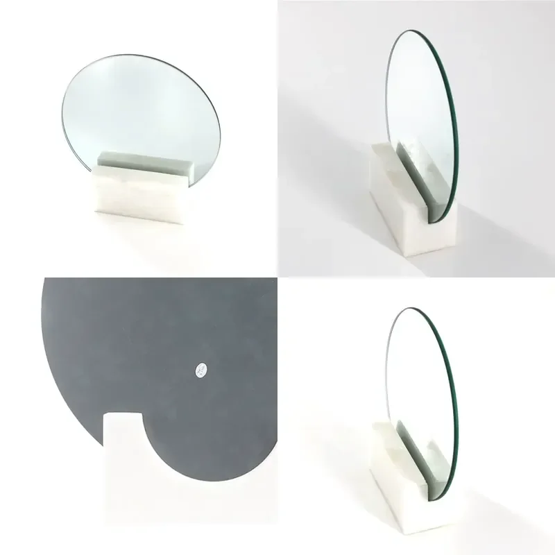 Modern Round Vanity Mirror with 6mm Thick Natural Marble Base Home Decoration Suitable for Women Bathroom Box Packaging