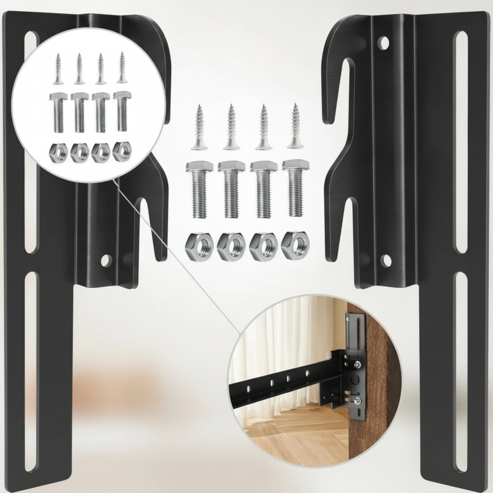 2 Pieces Headboard Adapter Brackets Heavy Duty Headboard Attachment Brackets Bed Frame Adapter Solid Steel Hardware Slotted