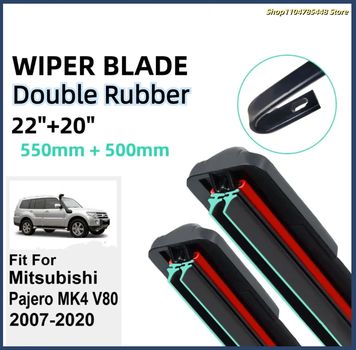 

Double Rubber Car Wiper Blades for Mitsubishi Pajero MK4 V80 2007-2020 Front Rubber Car Accessories 2016 2017 2018 2019 2020