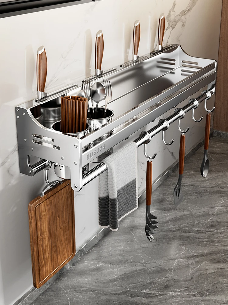 Etagere-de-rangement-multifonctionnelle-pour-cuisine-porte-epices-mural-sans-percage-en-acier-inoxydable-304-organiseur-de-couteaux