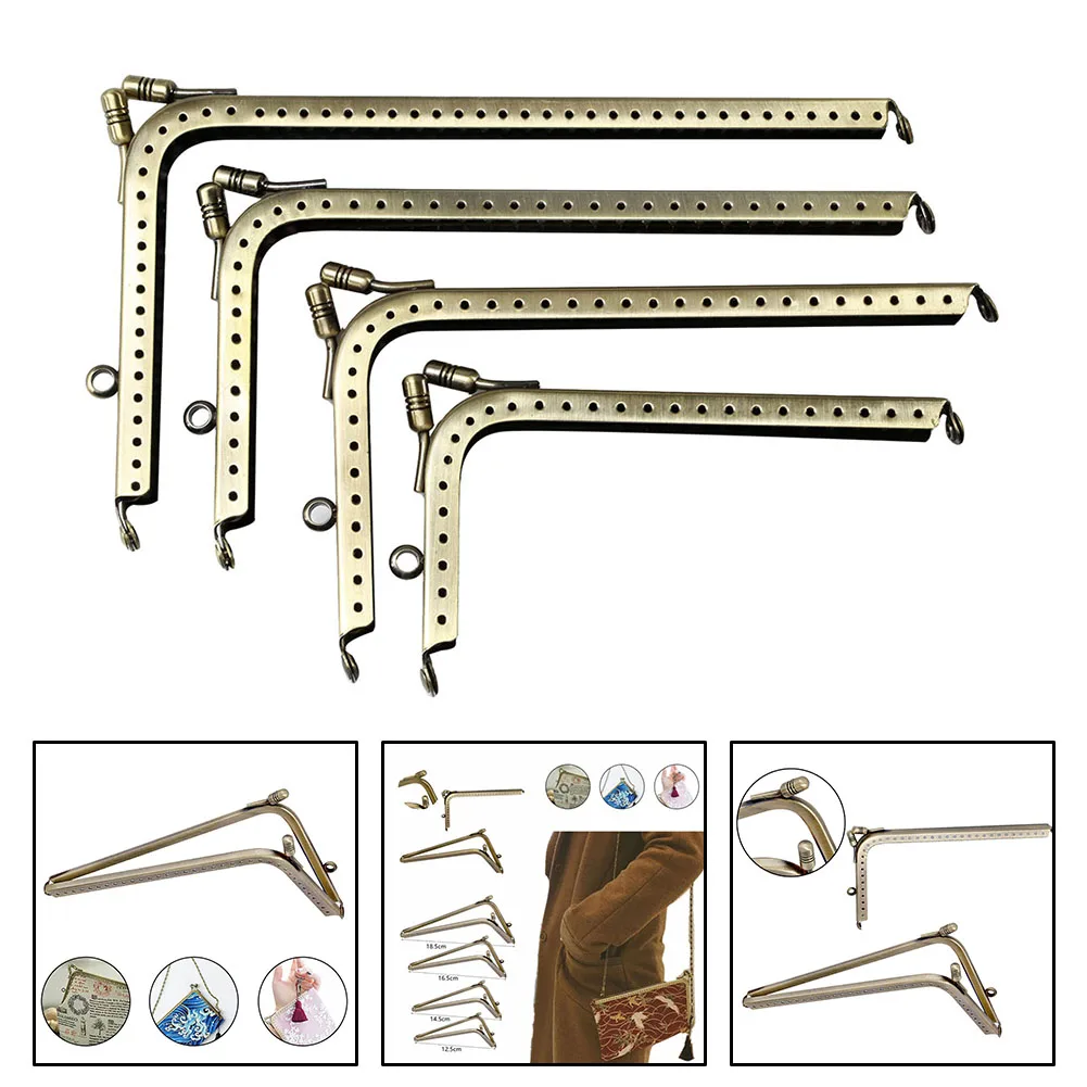 Note Package Content DIY Accessory Durable Metal Sewing Holes Classic Metal Purse Frame L Shape Kiss Clasp Lock