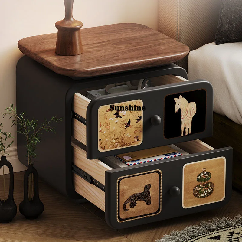 Coffee Bedroom Nightstand Modern Organizer Wood Trendy Storage Luxury Bedside Table Drawers Mesitas De Noche Home Furniture