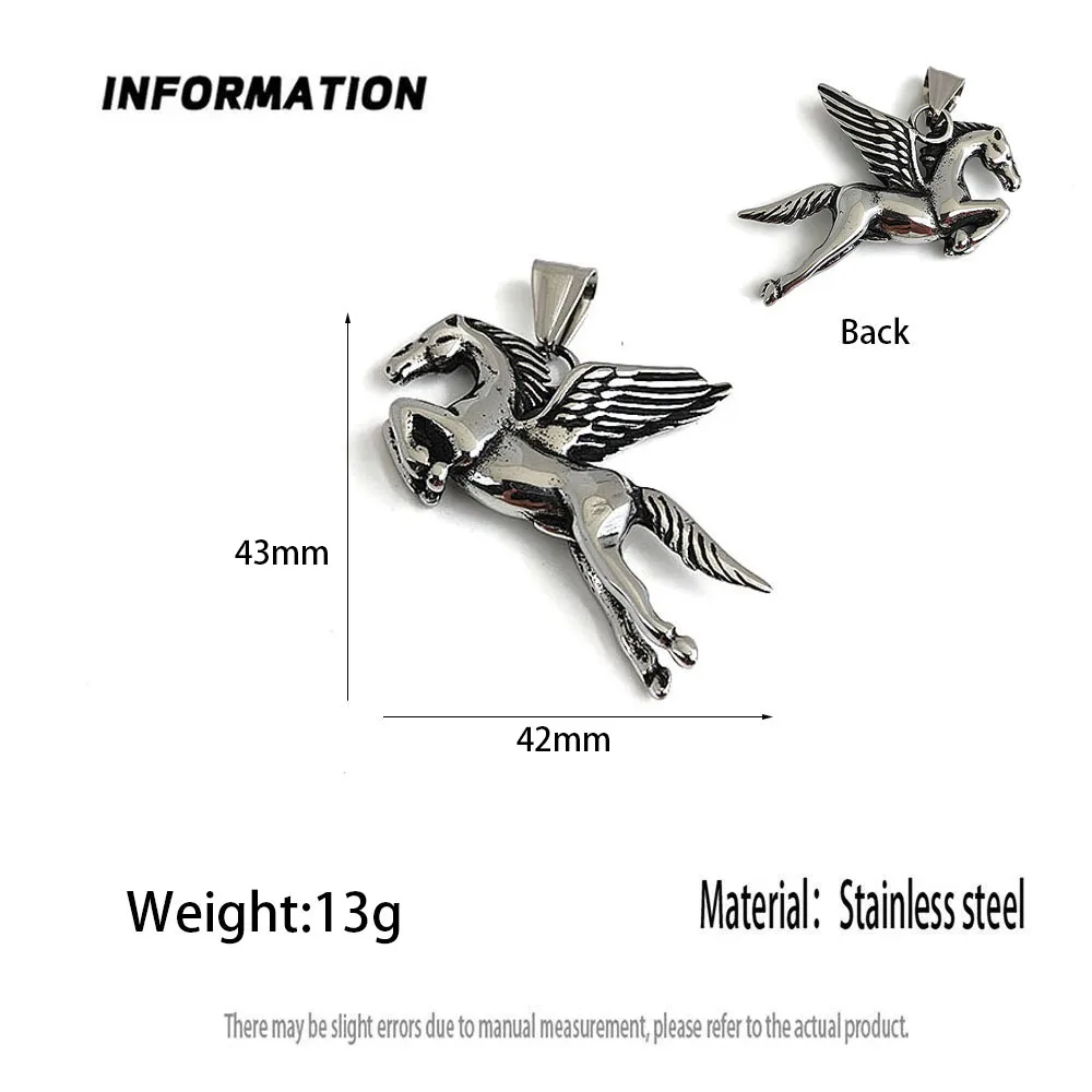 Retro cast wings Pegasus stainless steel pendant, waterproof and non-fading blackening process, bulk sales of accessories