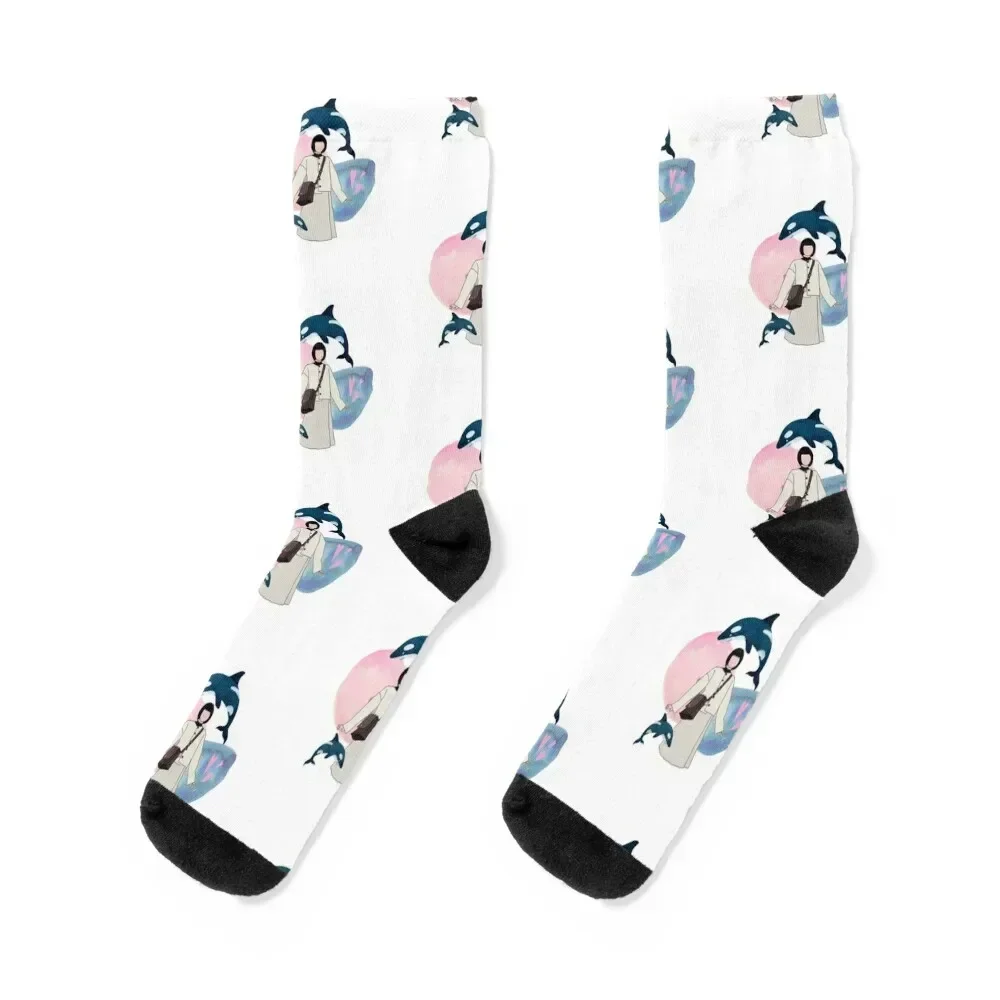 

Woo Yeong Woo & two whale colorful background Socks Christmas gym Stockings man Male Socks Women's