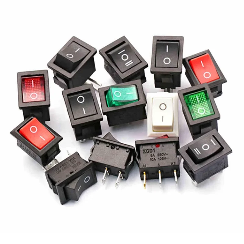 5 sztuk KCD1 21X15mm 3Pin przełącznik kołyskowy łodzi 6A 250VAC 10A 125VAC przełącznik wciskany czarny czerwony biały