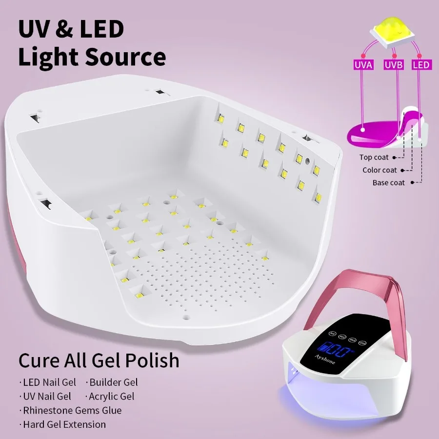 Oplaadbare UV LED-nagellamp 96W draadloos UV-licht voor nageldroger met 48 lampkralen Automatische infraroodsensor en 4 timers Nagel ook