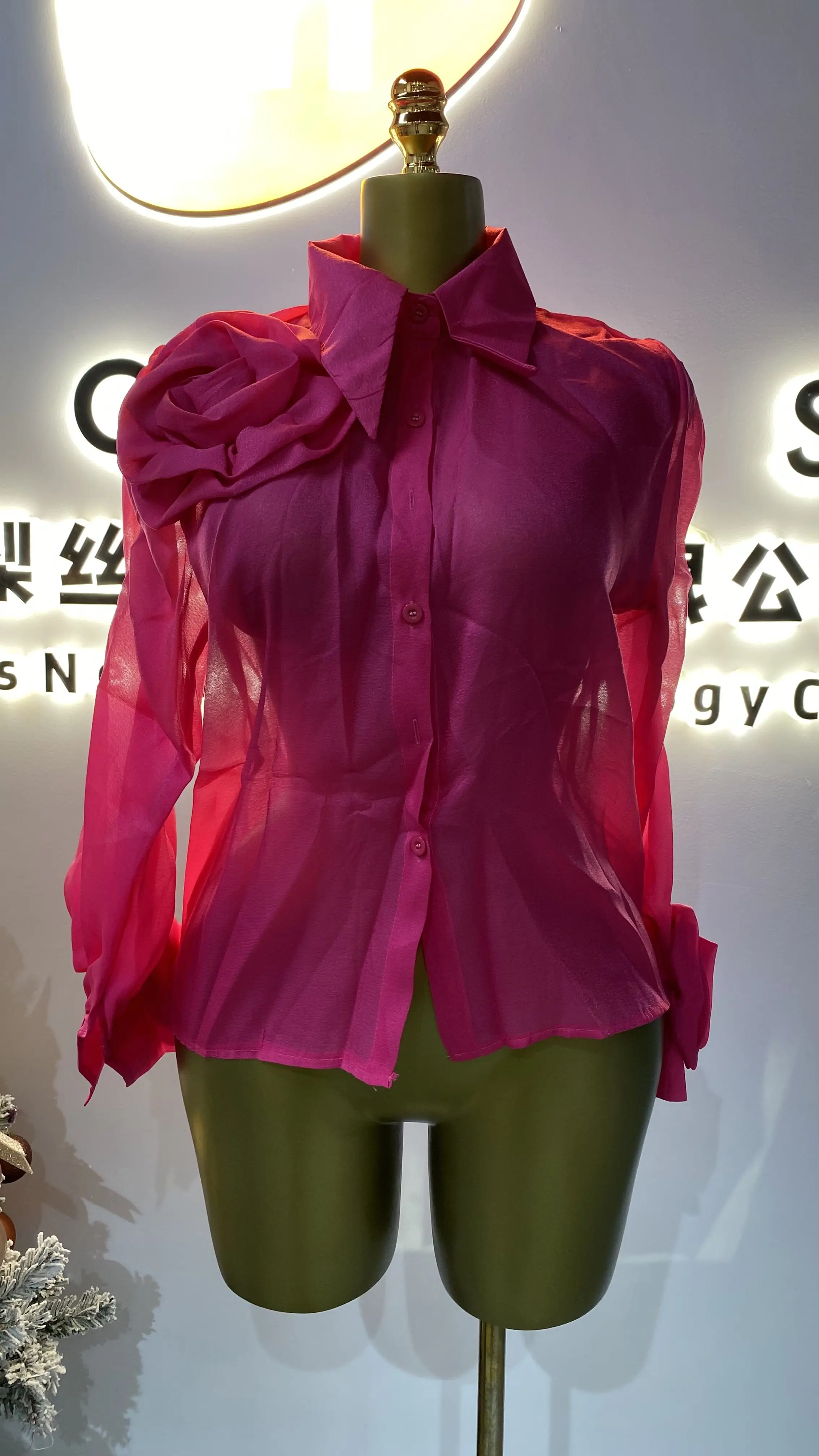 Otoño de manga completa blusas casuales mujeres linterna manga camisas florales señoras Casual Tops ropa mujeres al por mayor-GZMM393