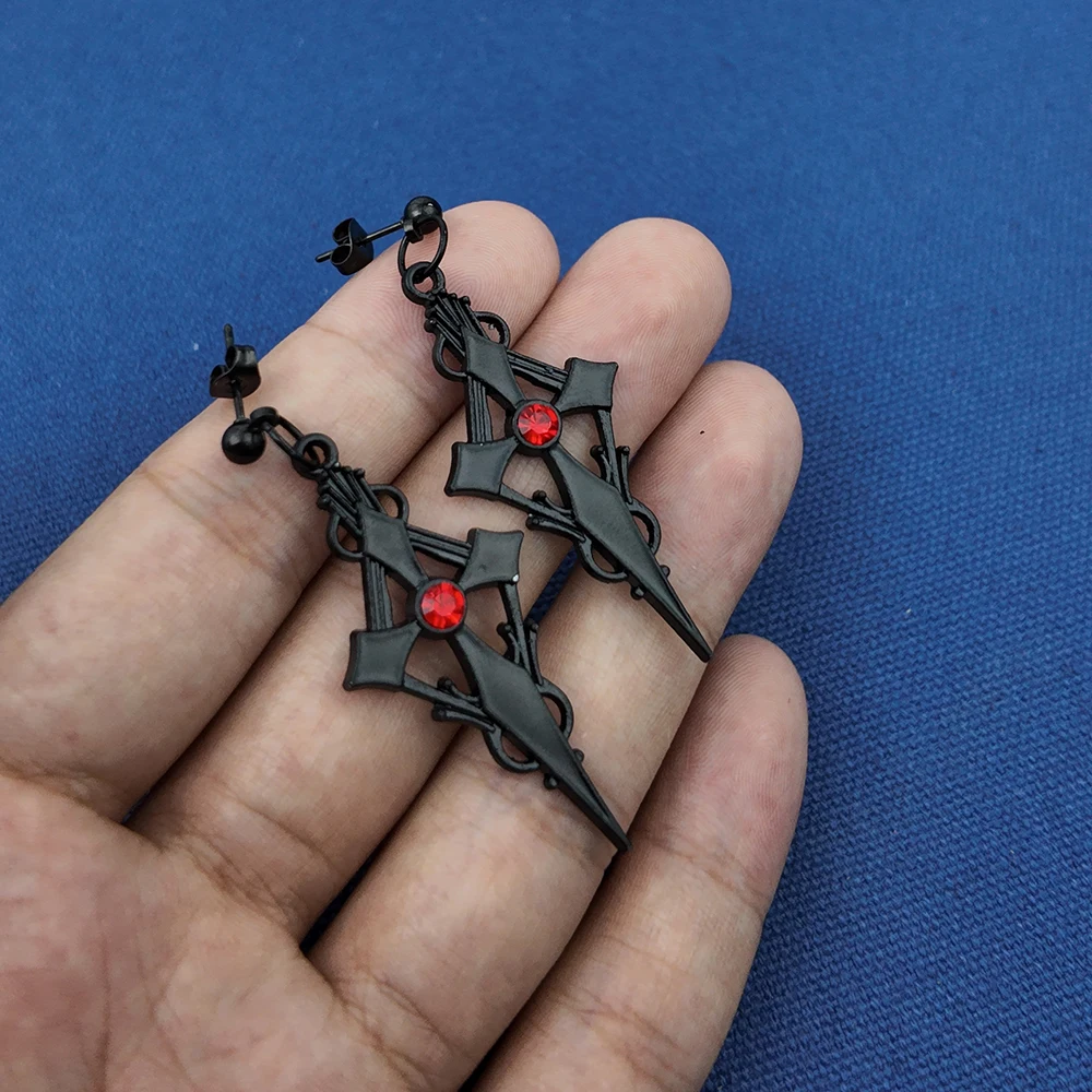 ‌Identity V psychologist Everlasting Dream Vintage Gothic Vampire Witch Black Rose Earrings for Women Cos Accessories