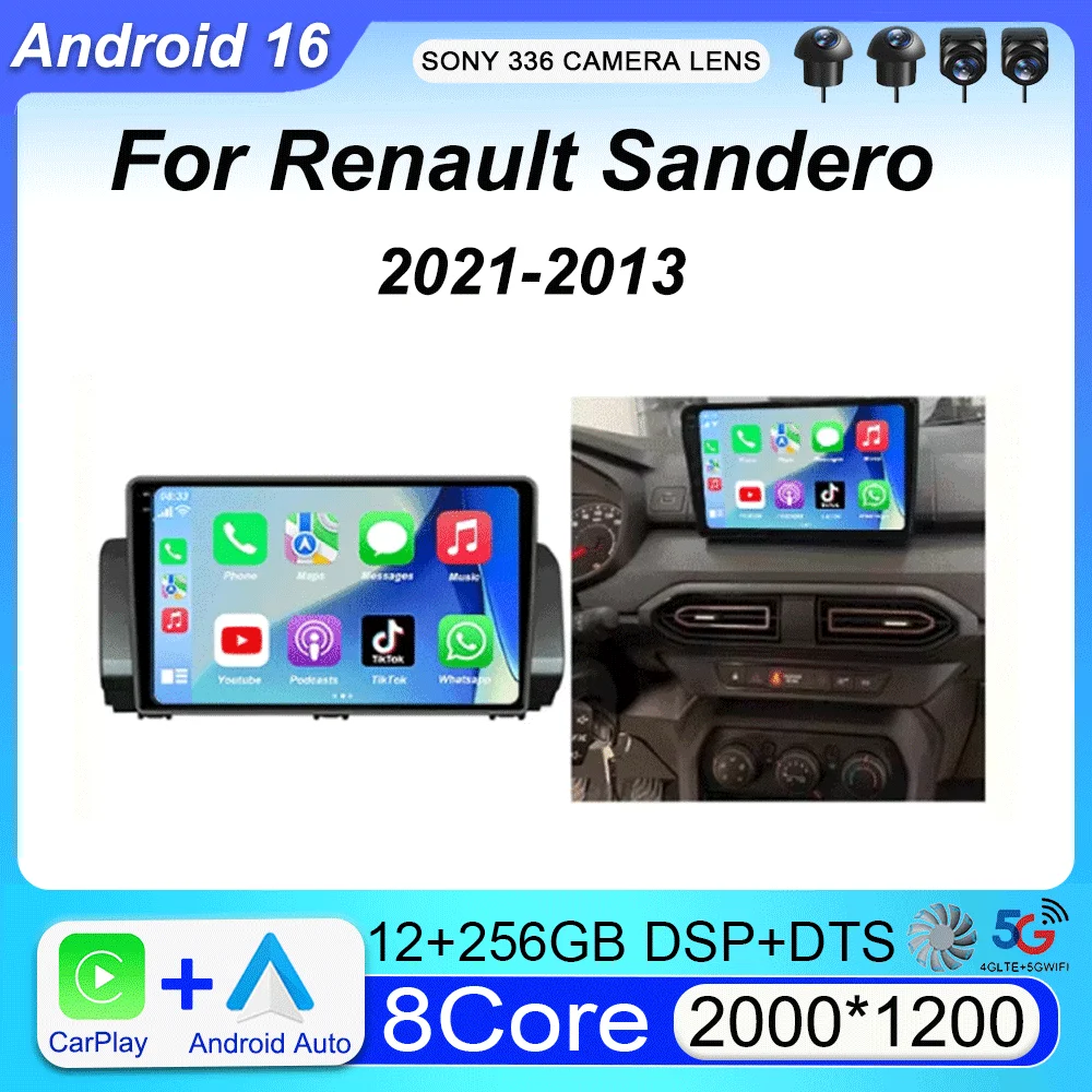 

Автомагнитола Android 16 Carplay Auto WIFI+4G для Renault Sandero 2021-2023, мультимедийный GPS-видеоплеер, стереосистема 2din, головное устройство, аудиосистема