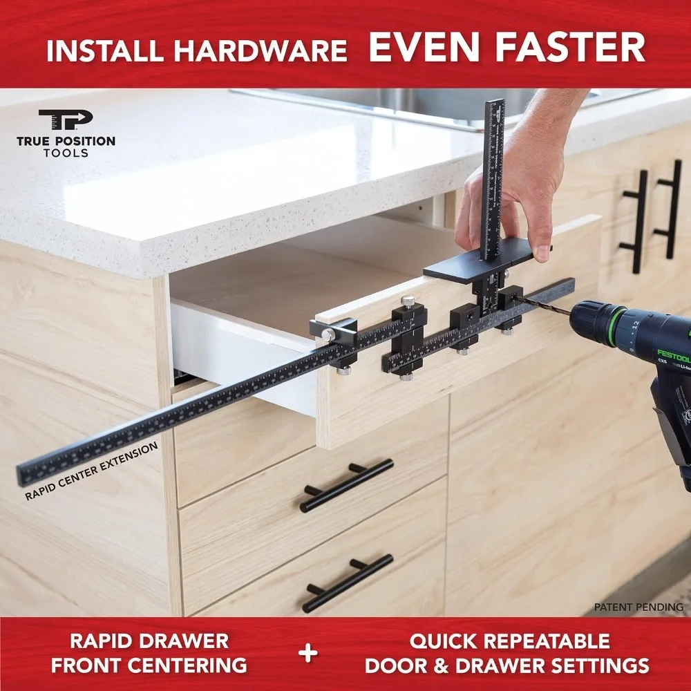 PRO Cabinet Hardware Jig - Install Drawer Front Handles and Knobs Faster - Made in USA - Hand Calibrated