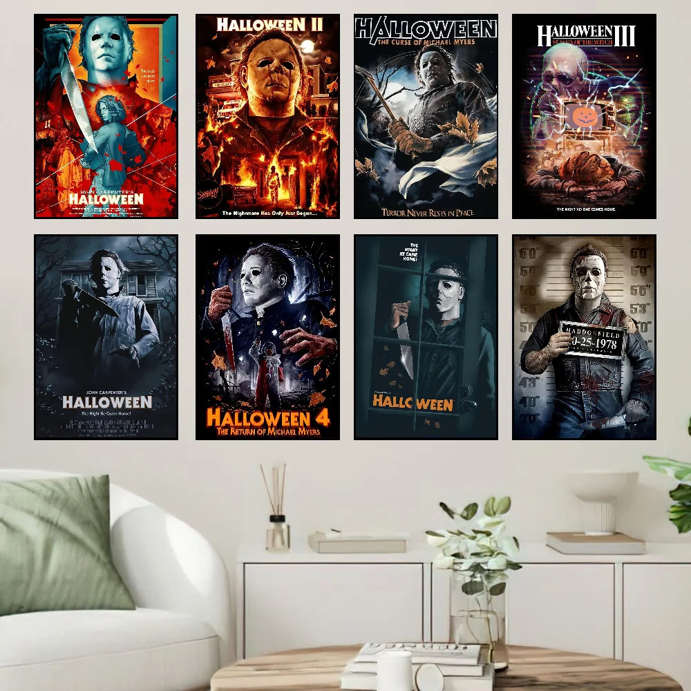 أفلام الرعب هالوين مايكل مايرز ملصق فني ذاتي اللصق مقاوم للماء ورقة ملصق مقهى بار غرفة جدار ديكور