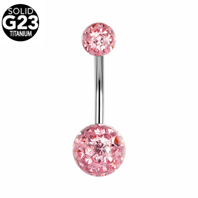 1Pc G23 Titanium CZ Belly Button Ring Waterproof Beach Accessory Navel Piercing Earring 16G Titanium Rod Bohe Women Body jewelry