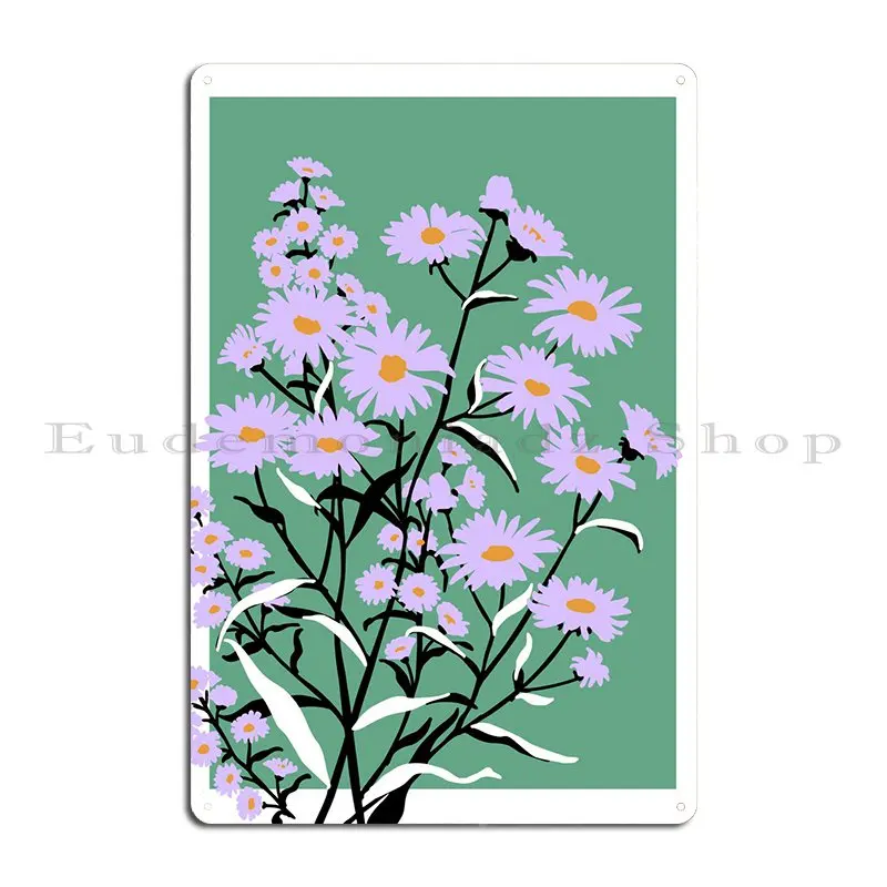 Bold Flower Autumn Aster Metal Sign Decoration Custom Create Kitchen Pub Tin Sign Poster