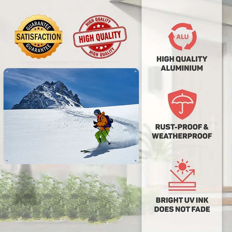 Snow Slope Ski Poster Retro 3D Printed Metal Signs Customized Wall Hanging Gift for Bedroom Decoration Room Home Decor Ornaments