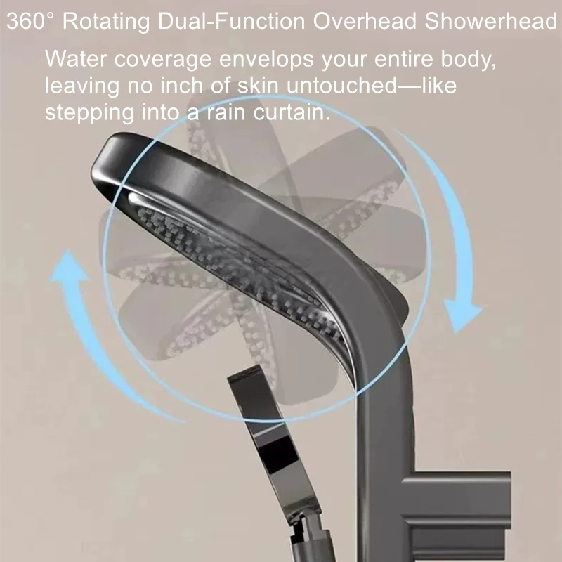 

Bathroom Shower Gun Gray Rain Shower Set with Digital Display Smart Thermostatic Pressure-Boosting Showerhead