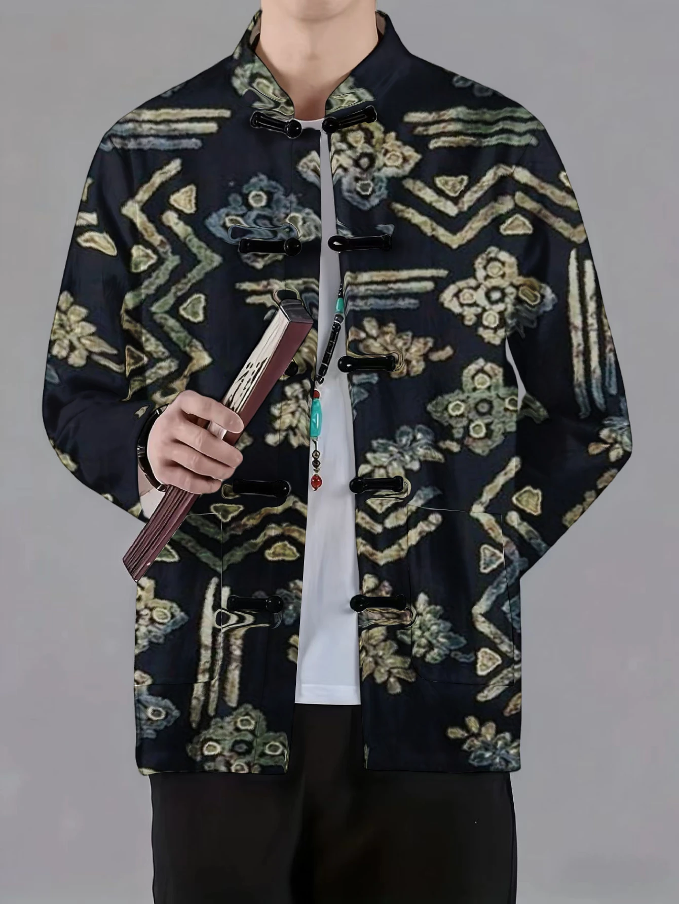 メンズ マンダリンカラー フロッグボタン ジャケット エスニ - Ethnic Wear Fashion Designer のレビューと価格