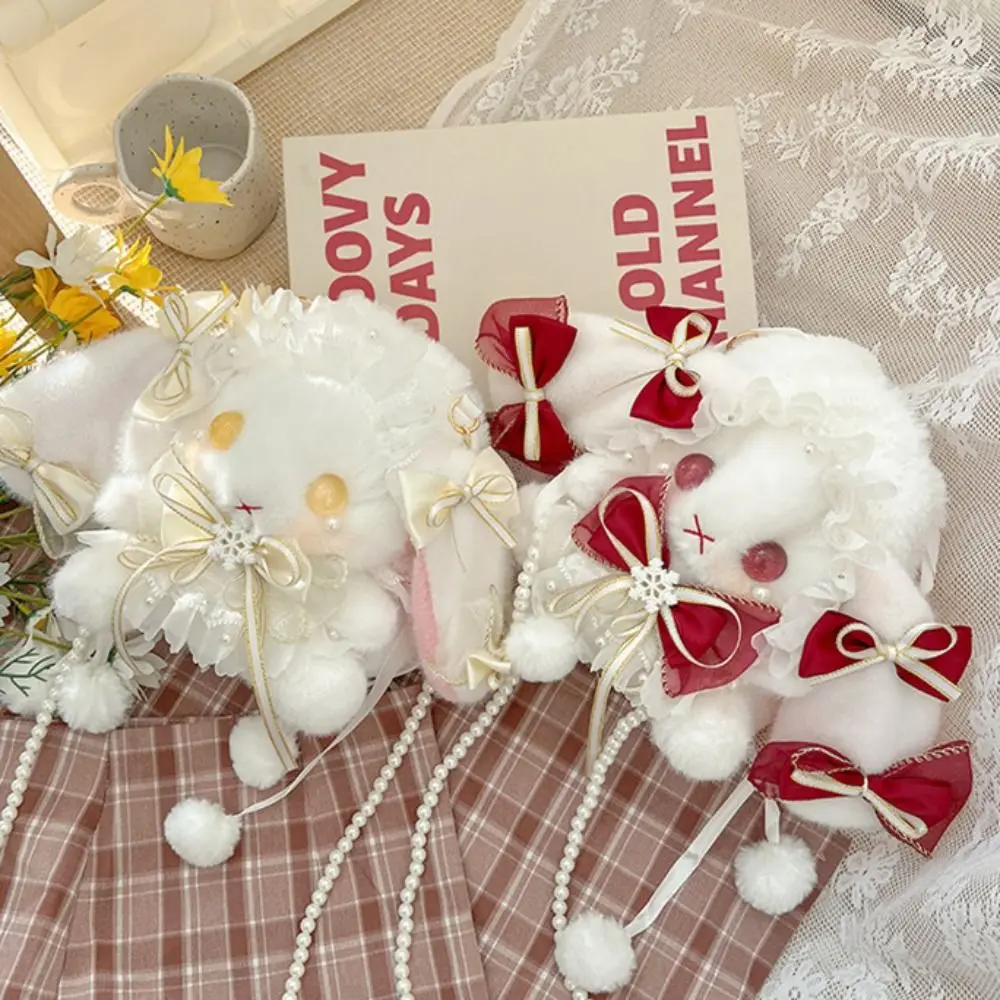 

Cute Bunny Bag Kawaii Lolita Crossbody Bags Princess Pearl Chain Purse