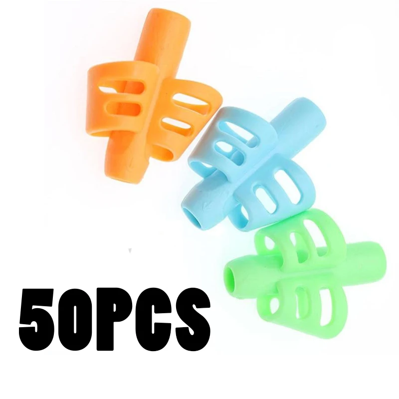 

50pcs Pan Holder ldren Writing Pencil Kids Learning Practise Silicone Pen Aid Grip Posture Correction Device for Students