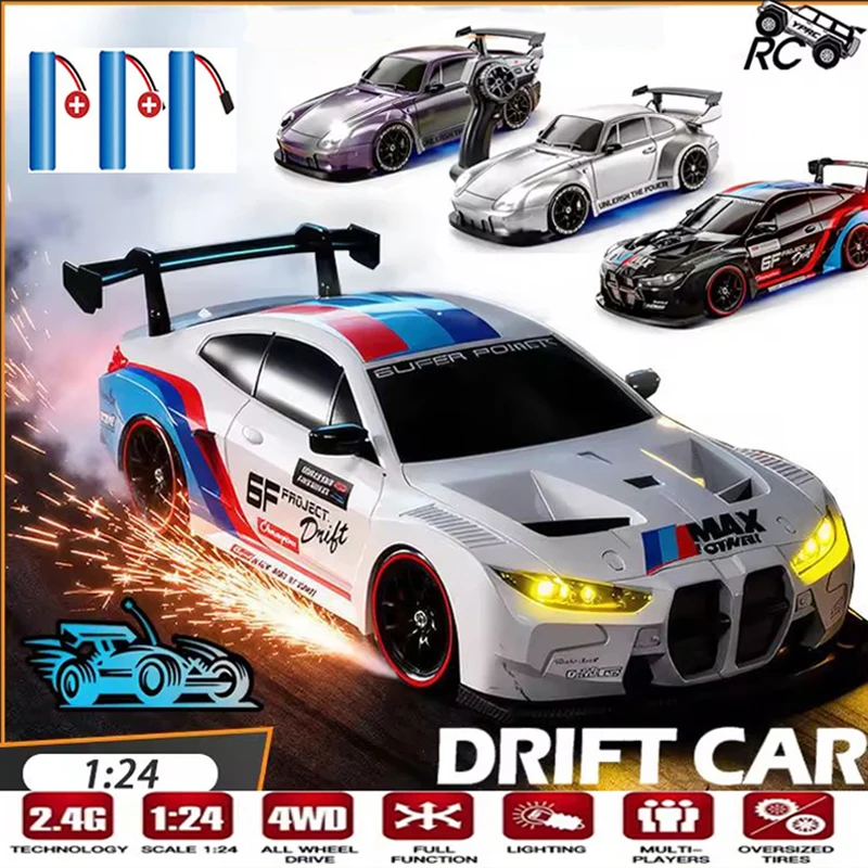 4WD RC Drift Car With LED Light 2.4G Radio 20KM/h High Speed Remote Control Racing Cars Vehicle Model Toy Gift for Boy Girl Kid